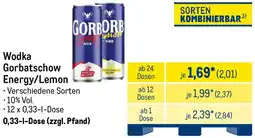 METRO Wodka Gorbatschow Energy/Lemon Angebot