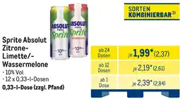 METRO Sprite Absolut Zitrone Limette/ Wassermelone Angebot