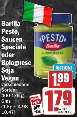 HIT Barilla Pesto, Saucen Speciale oder Bolognese Soja Vegan Angebot
