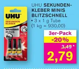 KODi UHU SEKUNDEN- KLEBER MINIS BLITZSCHNELL 3er-Pack Angebot