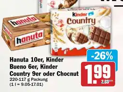 HIT Hanuta 10er, Kinder Bueno 6er, Kinder Country 9er oder Chocnut Angebot