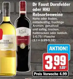 HIT Dr Faust Dornfelder oder HHJ Rebsortenweine Angebot
