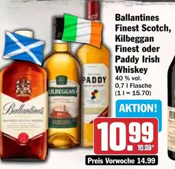 HIT Ballantines Finest Scotch, Kilbeggan Finest oder Paddy Irish Whiskey Angebot