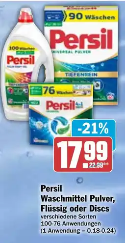 HIT Persil Waschmittel Pulver, Flüssig oder Discs Angebot