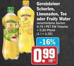 HIT Gerolsteiner Schorlen, Limonaden, Tee oder Fruity Water Angebot