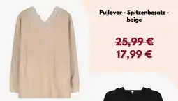 Takko Fashion Pullover - Spitzenbesatz - beige Angebot