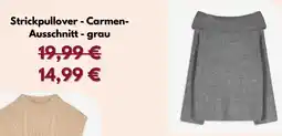 Takko Fashion Strickpullover - Carmen- Ausschnitt-grau Angebot