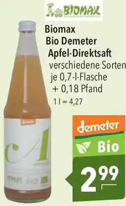 CITTI Markt Biomax Bio Demeter Apfel-Direktsaft Angebot