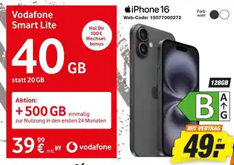 Apple iPhone 16 + Vodafone Smart Lite 40 GB
