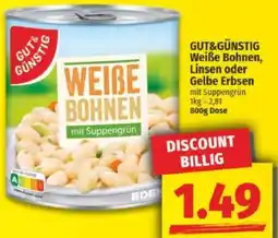 NP Discount GUT&GÜNSTIG Weiße Bohnen, Linsen oder Gelbe Erbsen Angebot