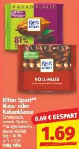 NP Discount Ritter Sport Nuss- oder Kakaoklasse Angebot