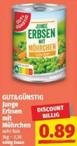 NP Discount GUT&GÜNSTIG Junge Erbsen mit Möhrchen Angebot
