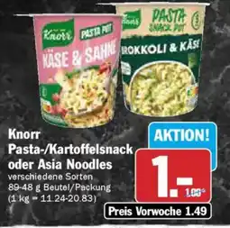 AEZ Knorr Pasta-/Kartoffelsnack oder Asia Noodles Angebot