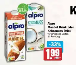 AEZ alpro Mandel Drink oder Kokosnuss Drink Angebot