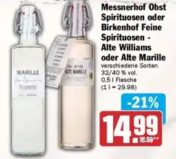 AEZ Messnerhof Obst Spirituosen oder Birkenhof Feine Spirituosen - Alte Williams oder Alte Marille Angebot