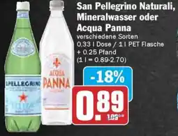 AEZ San Pellegrino Naturali, Mineralwasser oder Acqua Panna Angebot