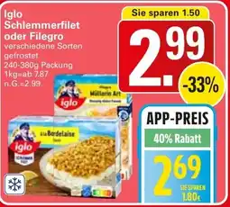 WEZ Iglo Schlemmerfilet oder Filegro Angebot
