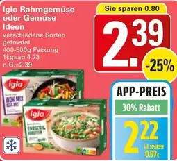 WEZ Iglo Rahmgemüse oder Gemüse Ideen Angebot