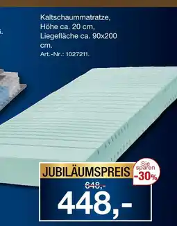 Möbel Inhofer Kaltschaummatratze Angebot
