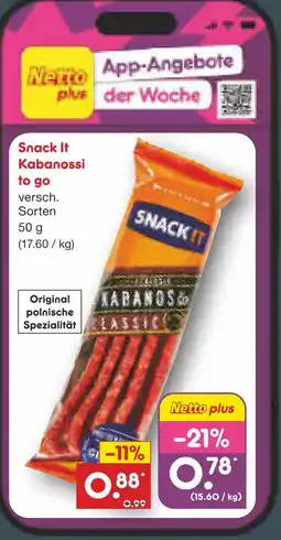Netto Marken-Discount Snack it kabanossi to go Angebot