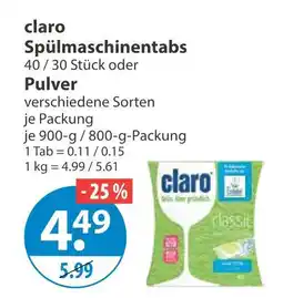V Markt Claro spülmaschinentabs Angebot