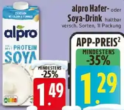 Edeka alpro Hafer oder Soya-Drink Angebot