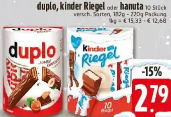 E-Center duplo, kinder Riegel oder hanuta Angebot