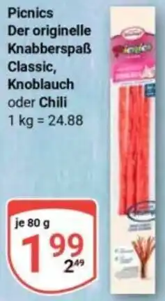 Globus Picnics Der originelle Knabberspaß Classic, Knoblauch oder Chili Angebot