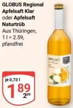 Globus GLOBUS Regional Apfelsaft Klar oder Apfelsaft Naturtrüb Angebot
