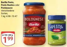 Globus Barilla Pesto, Pesto Rustico oder Pastasauce Angebot