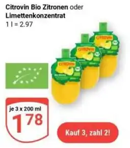 Globus Citrovin Bio Zitronen oder Limettenkonzentrat Angebot