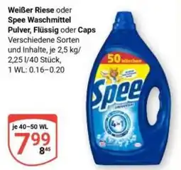 Globus Weißer Riese oder Spee Waschmittel Pulver, Flüssig oder Caps Angebot