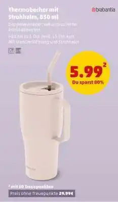 PENNY Thermobecher mit Strohhalm, 830 ml Angebot