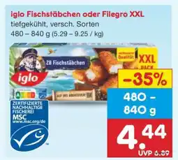 Netto Marken-Discount iglo Fischstäbchen oder Filegro XXL Angebot