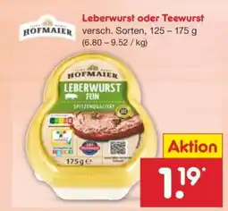 Netto Marken-Discount Leberwurst oder Teewurst Angebot