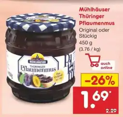 Netto Marken-Discount MÜHLHÄUSER Thüringer Pflaumenmus Angebot