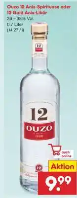 Netto Marken-Discount Ouzo 12 Anis-Spirituose oder 12 Gold Anis-Likör Angebot