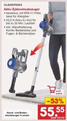 Netto Marken-Discount CLEANmaxx Akku-Zyklonstaubsauger Angebot
