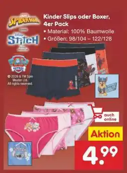 Netto Marken-Discount Kinder Slips oder Boxer, 4er Pack Angebot