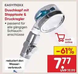 Netto Marken-Discount EASYmaxx Duschkopf mit Stopptaste & Druckregler Angebot