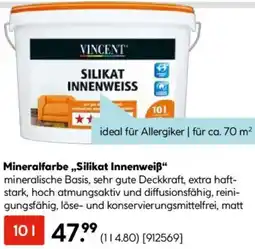 Hellweg VINCENT Mineralfarbe ,,Silikat Innenweiß" Angebot