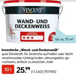 Hellweg VINCENT Innenfarbe ,,Wand- und Deckenweiẞ" Angebot