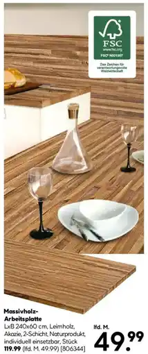 Hellweg Massivholz Arbeitsplatte Angebot