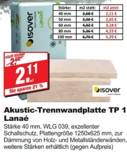 bauSpezi Isover akustic-trennwandplatte tp 1 lanaé Angebot