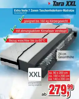 Möbelfundgrube Tara XXL Extra feste 7 Zonen Taschenfederkern-Matratze Angebot