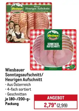 METRO Wiesbauer Sonntagsaufschnitt/ Heurigen Aufschnitt Angebot