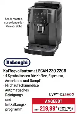 METRO DeLonghi Kaffeevollautomat ECAM 220.22GB Angebot