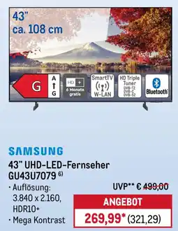 METRO SAMSUNG 43" UHD-LED-Fernseher GU43U7079 Angebot