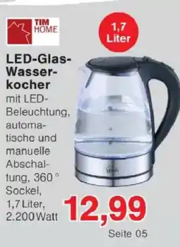 Jawoll TIM HOME LED-Glas- Wasserkocher Angebot