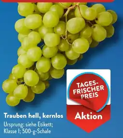 Aldi Süd Trauben hell, kernlos Angebot